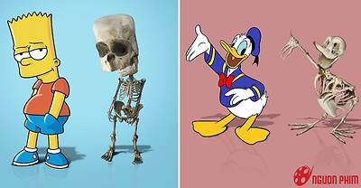 Các nhân vật hoạt hình sẽ ra sao khi còn trơ lại mỗi...bộ xương?