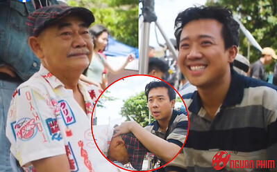 Xúc động cảnh Trấn Thành ân cần chăm sóc NSND Việt Anh tại phim trường